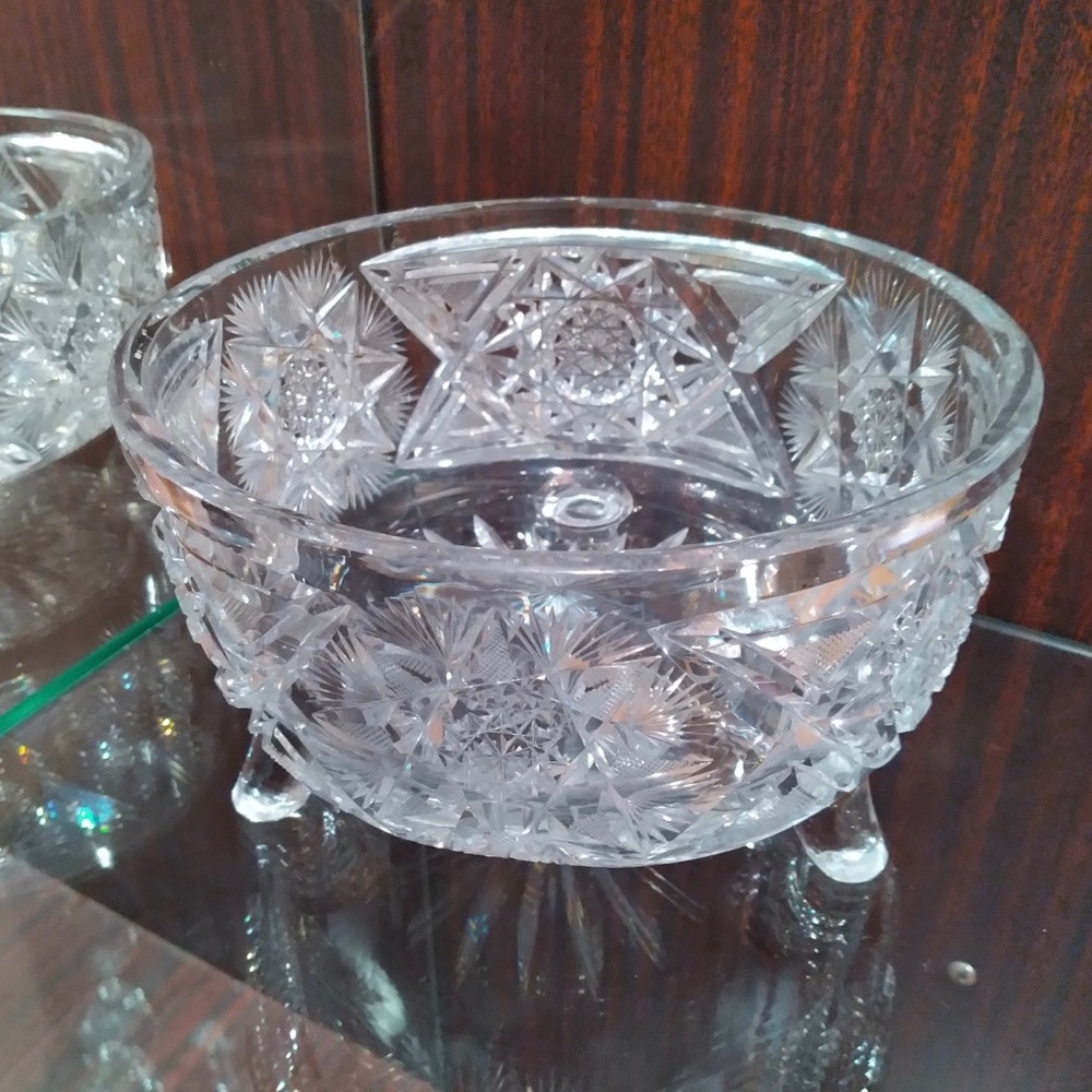Vintage Crystal Footed Heavy Bowl